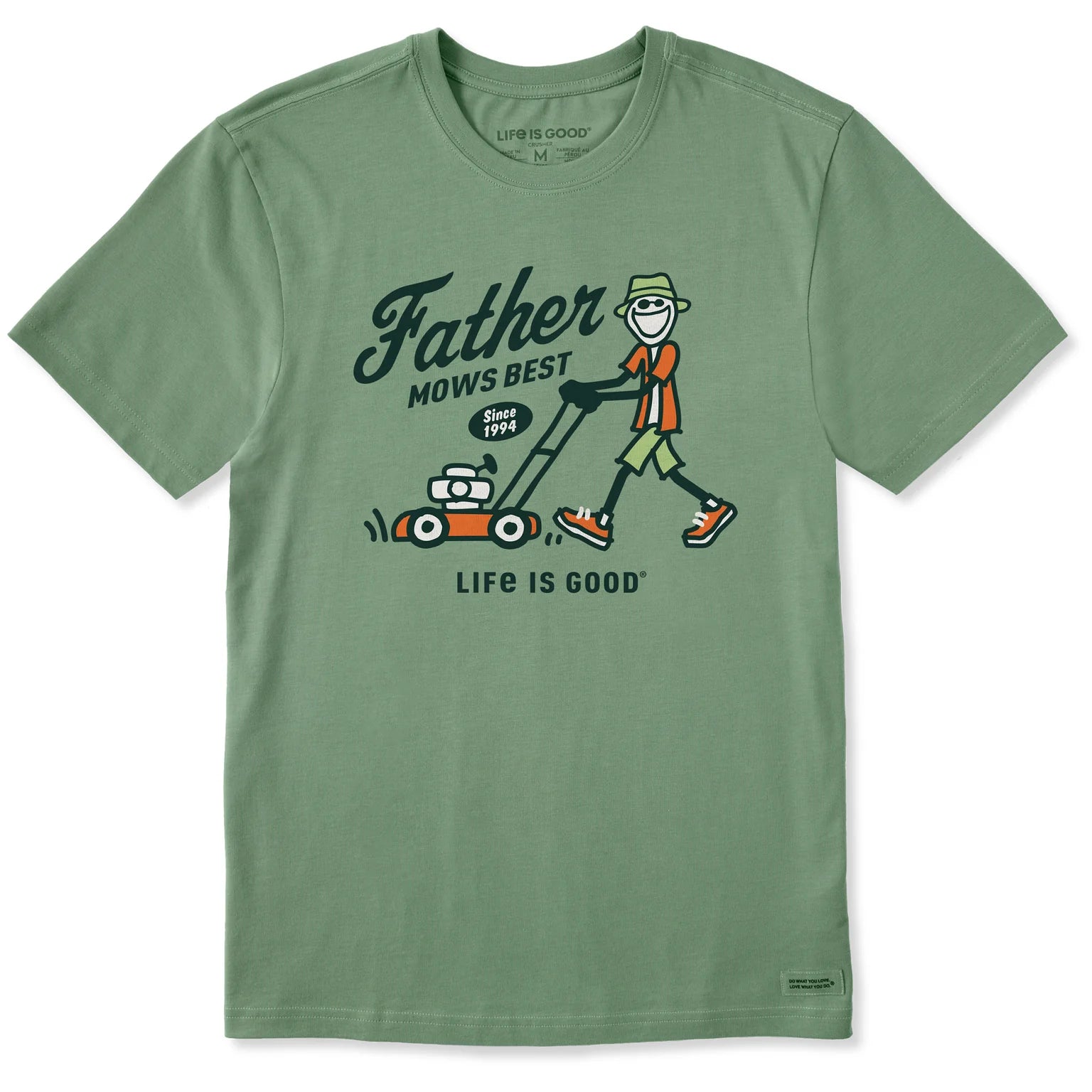 Men's Father Mows Best Short Sleeve Crusher Tee Shirt
