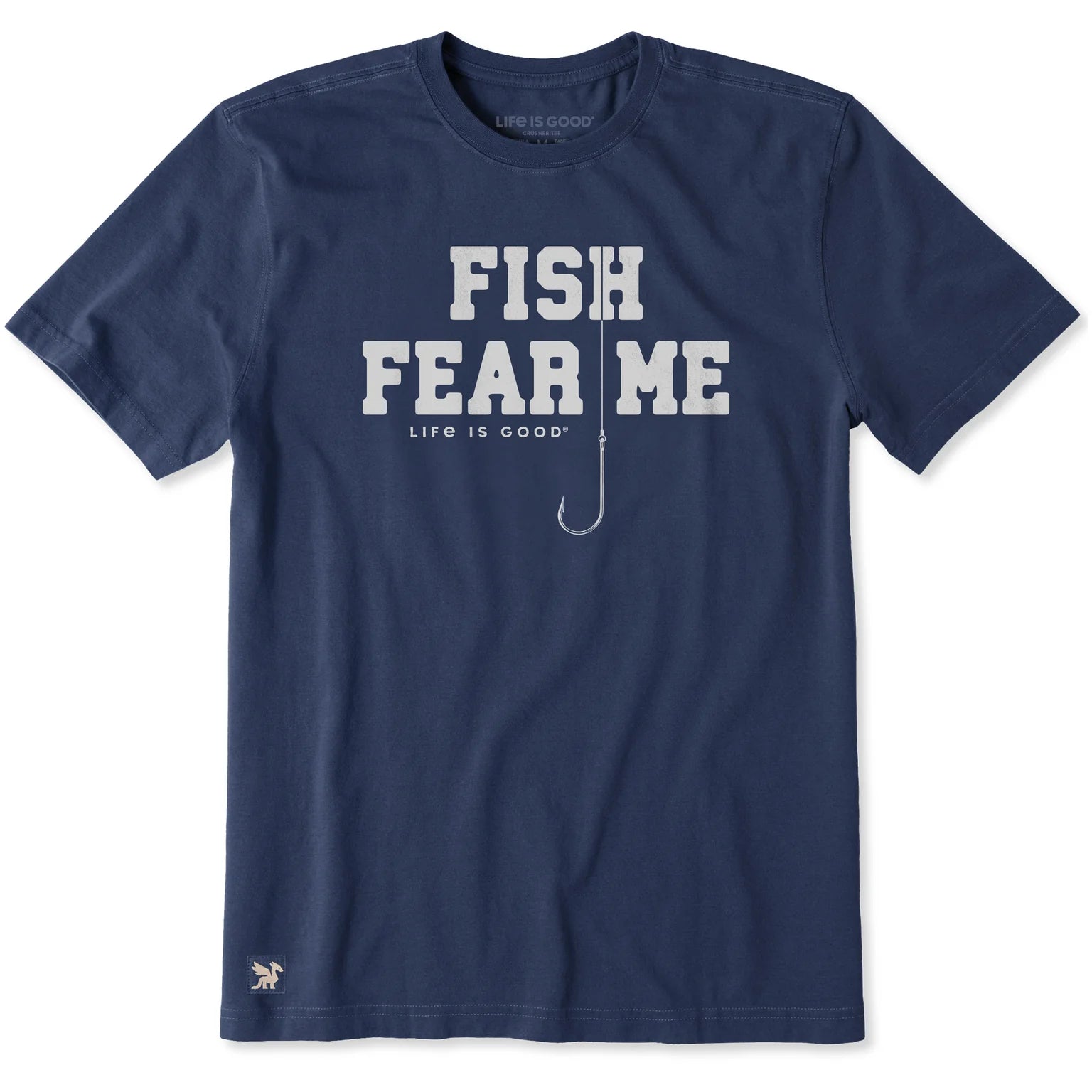 Men's Hook Fish Fear Me Short Sleeve Crusher Cotton Tee Shirt
