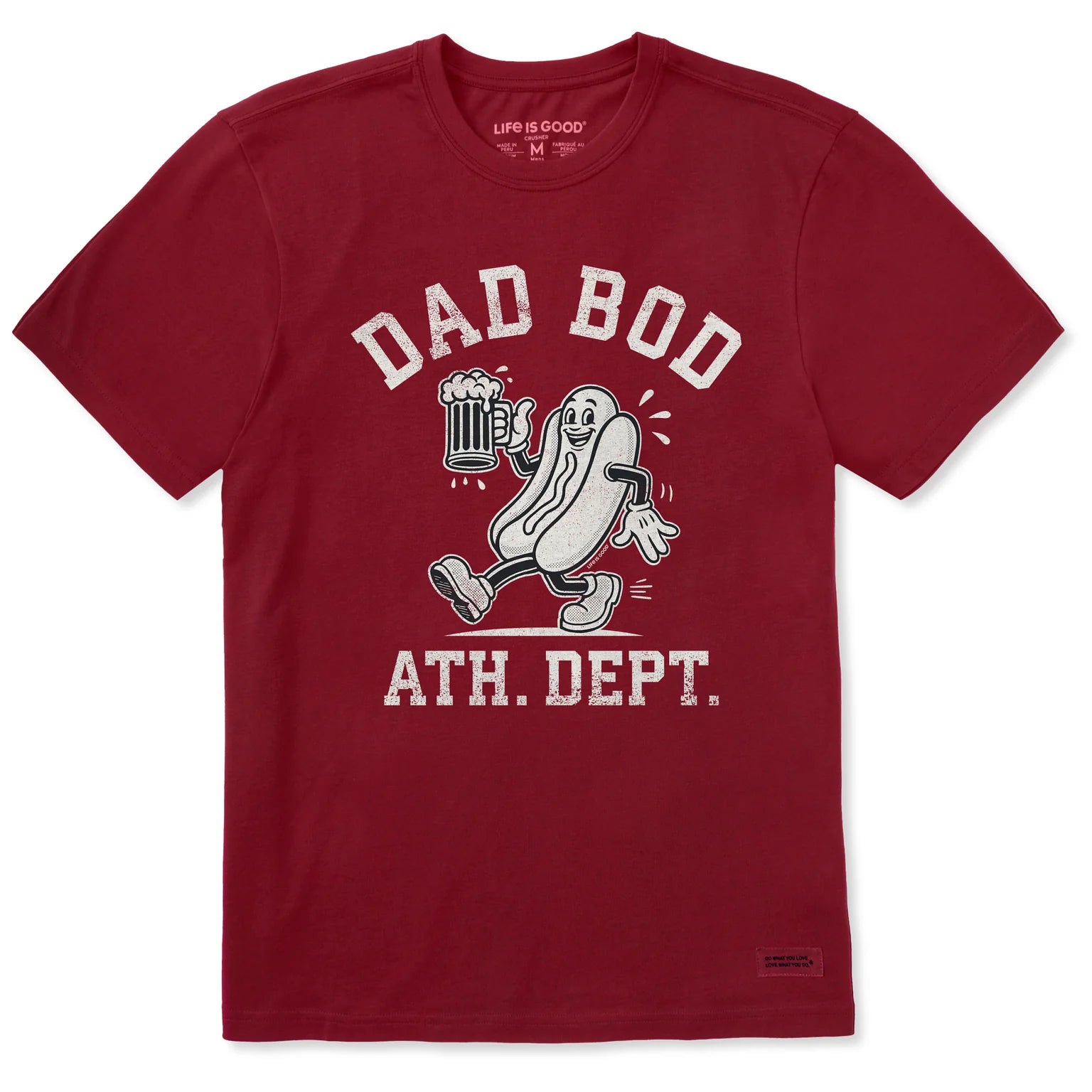Men's Dad Bod Mascot Hotdog Short Sleeve Crusher-LITE Tee Shirt