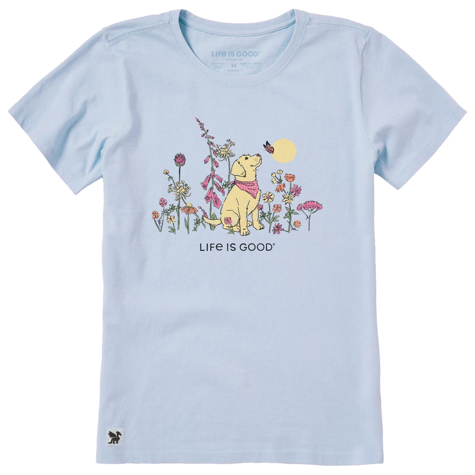 Women's Dog Among Wildflowers Short Sleeve Crusher-LITE Cotton Tee Shirt