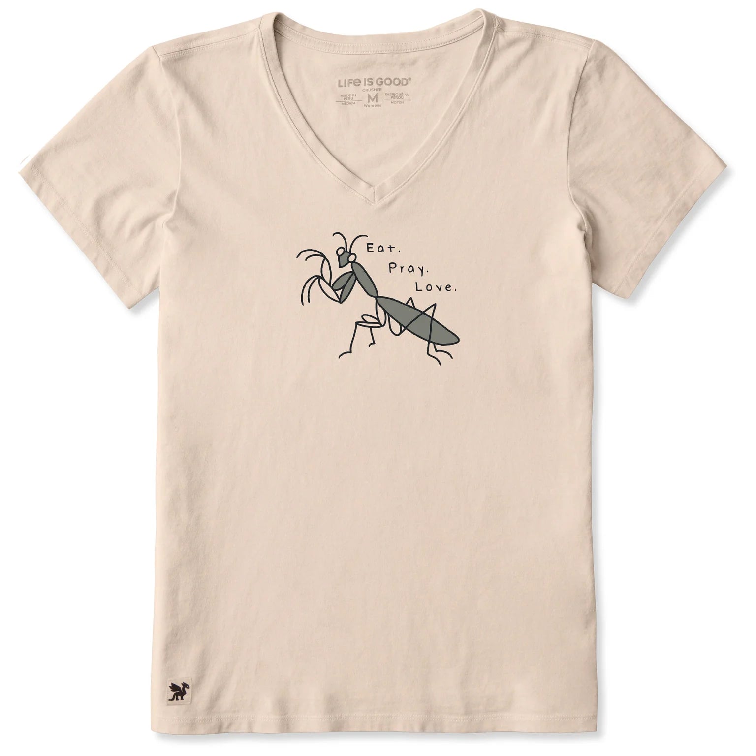 Women's Eat Pray Love Mantis Short Sleeve Crusher-LITE Vee Shirt