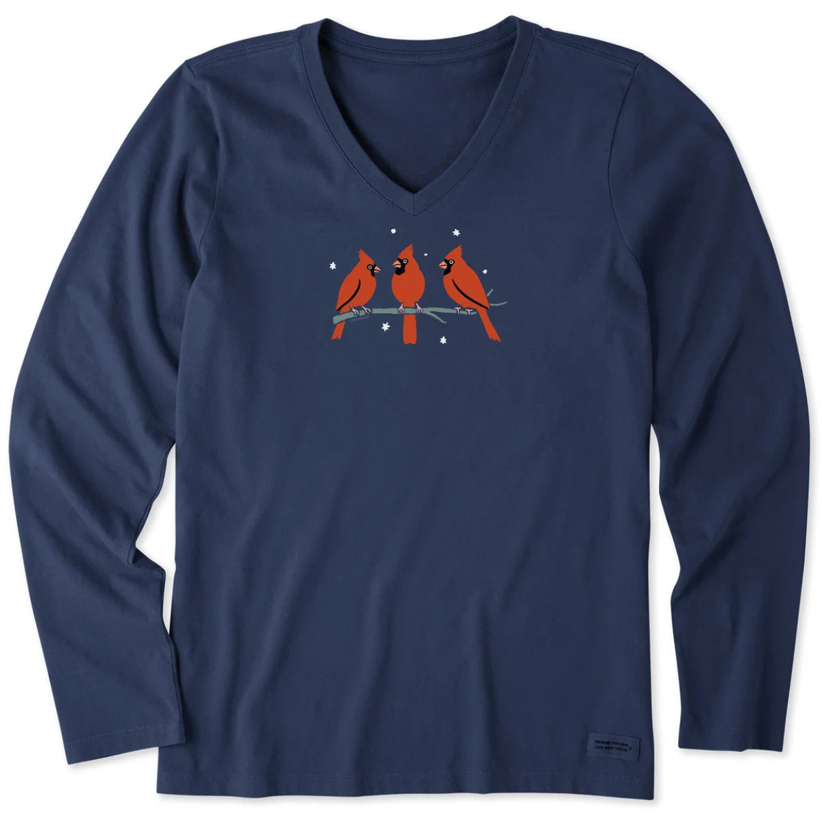 Women's Three Cardinals in Winter Long Sleeve Crusher Vee Shirt