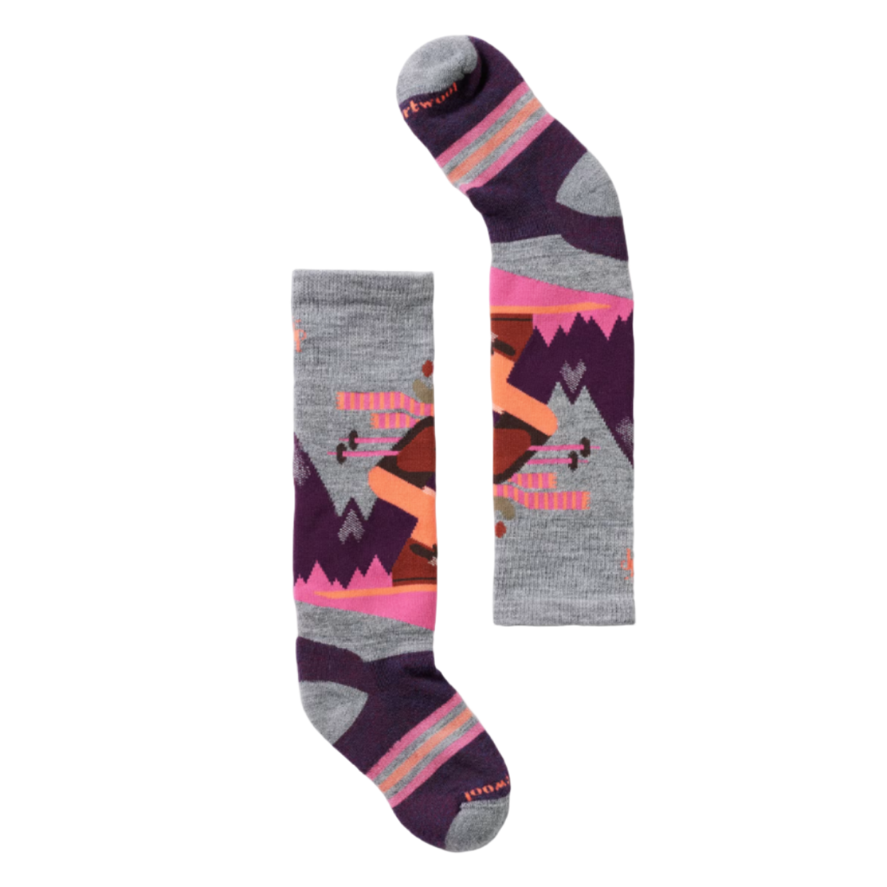 Kids' Wintersport Full Cushion Mountain Moose Pattern Over The Calf Socks