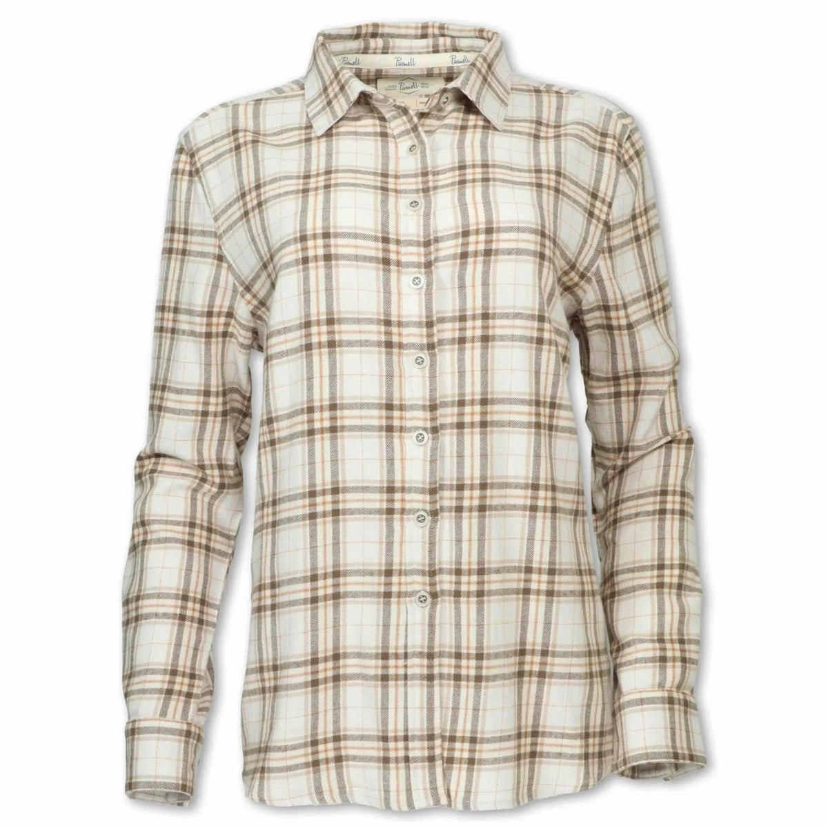 Women's Bone Plaid Flannel Buttondown Shirt