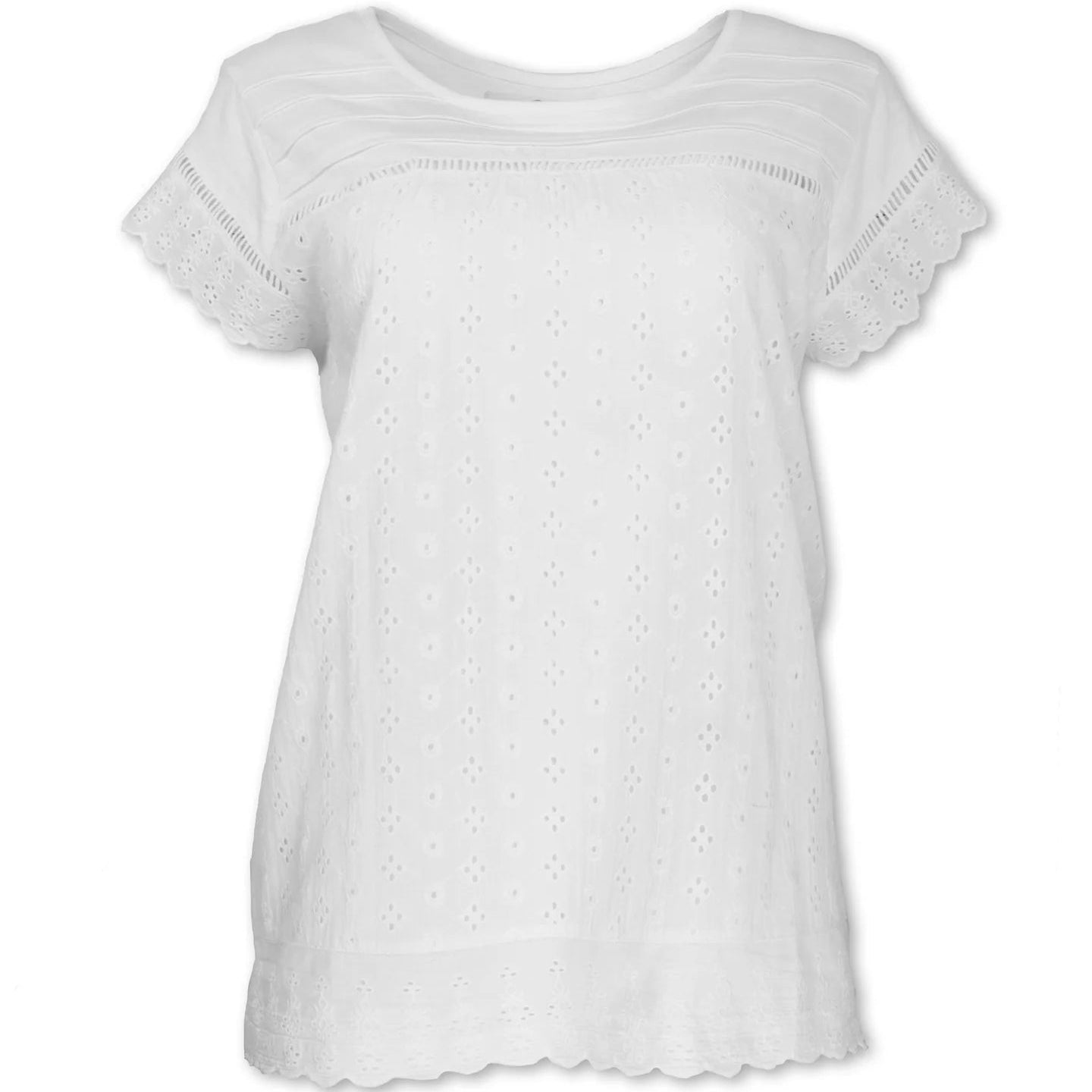 Women's Short Sleeved Eyelet Tee Shirt