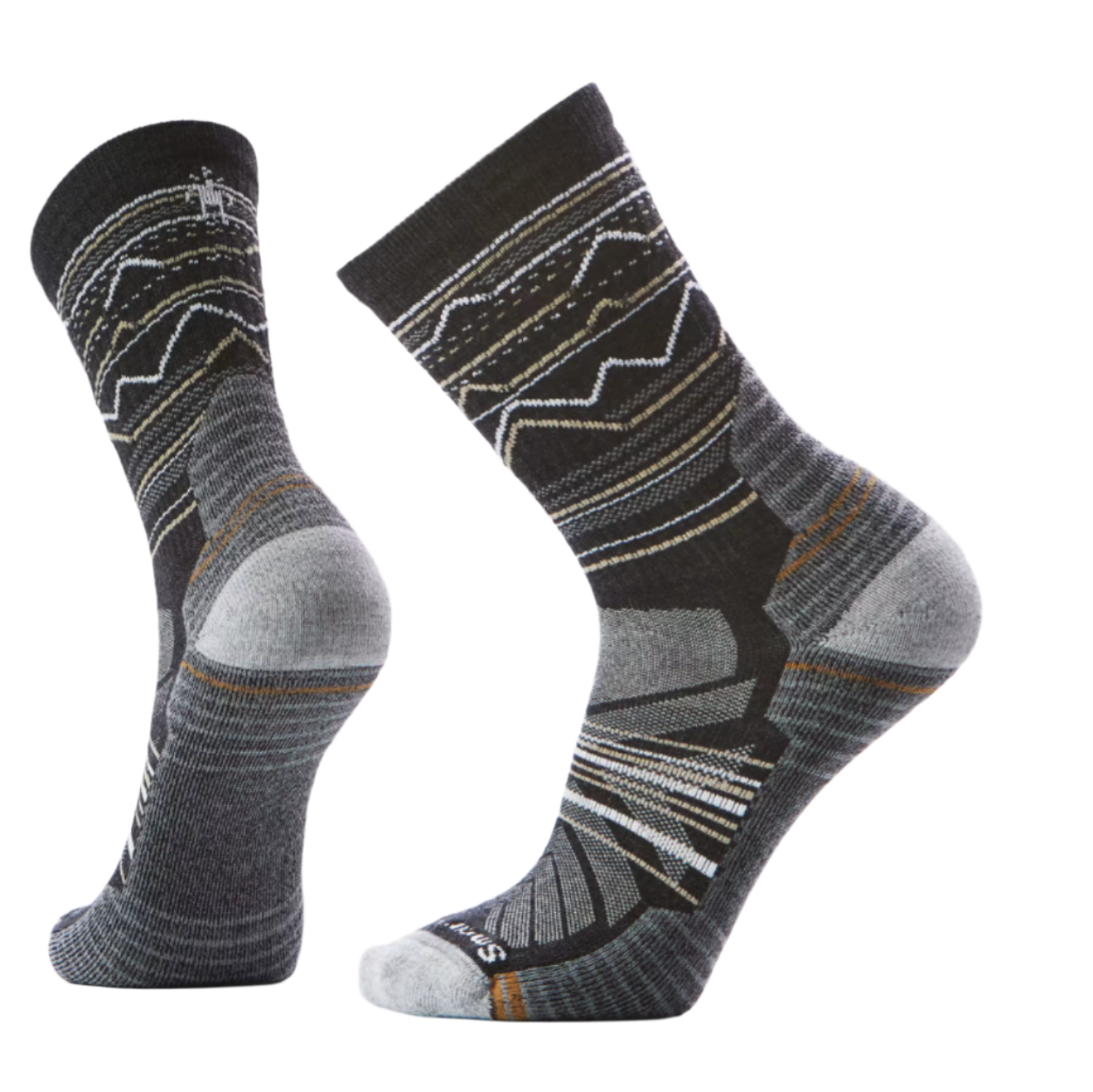 Men's Hike Light Cushion Mountain Range Pattern Crew Socks