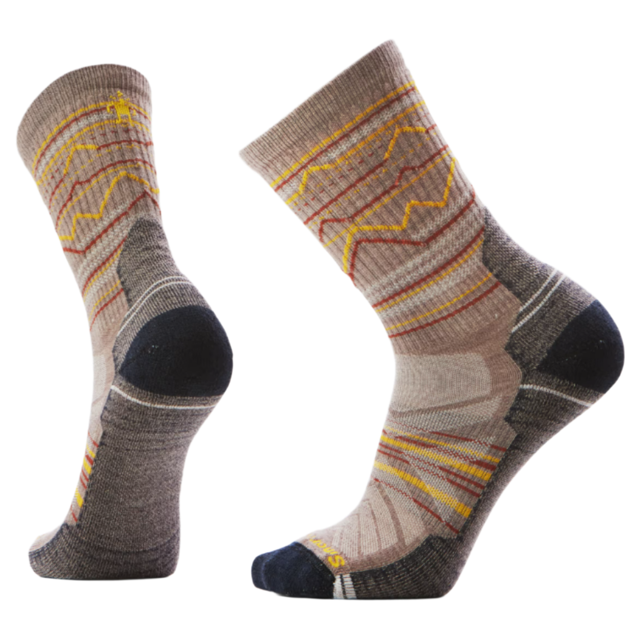 Men's Hike Light Cushion Mountain Range Pattern Crew Socks