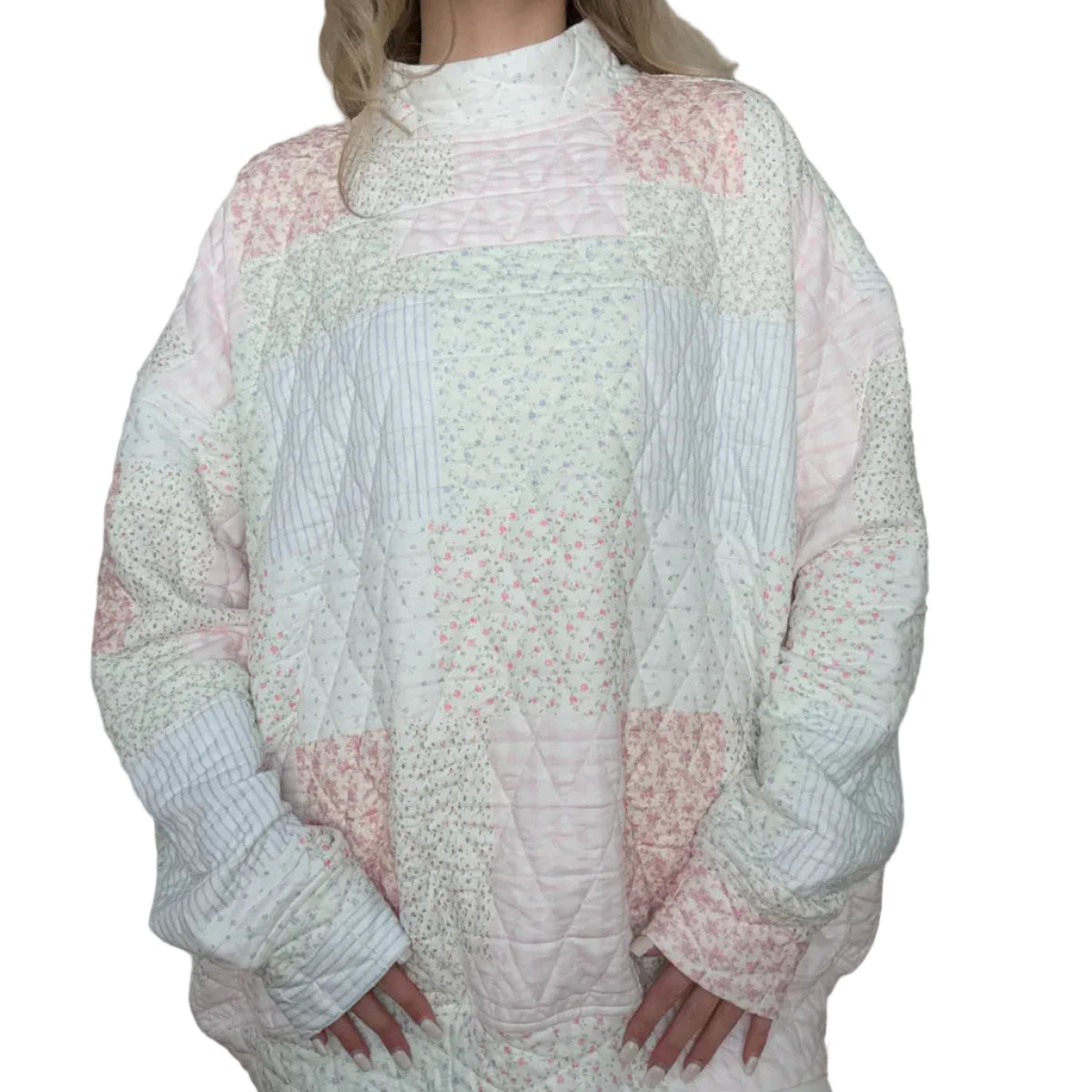 Quilted Pastel Mockneck Sweatshirt
