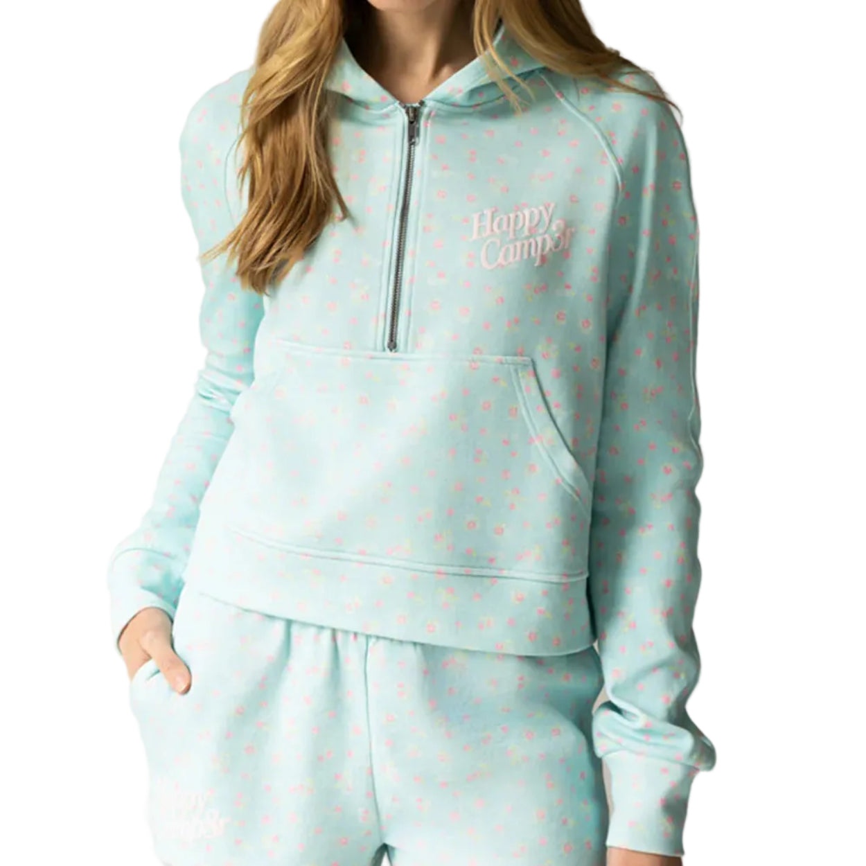 Women's Aqua Mist Half Zip Scuba Hoodie