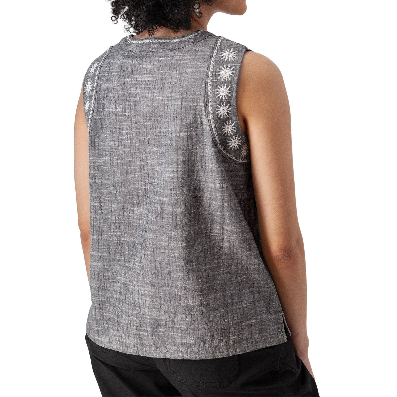 Women's Festival Embroidered Split Neck Tank Top