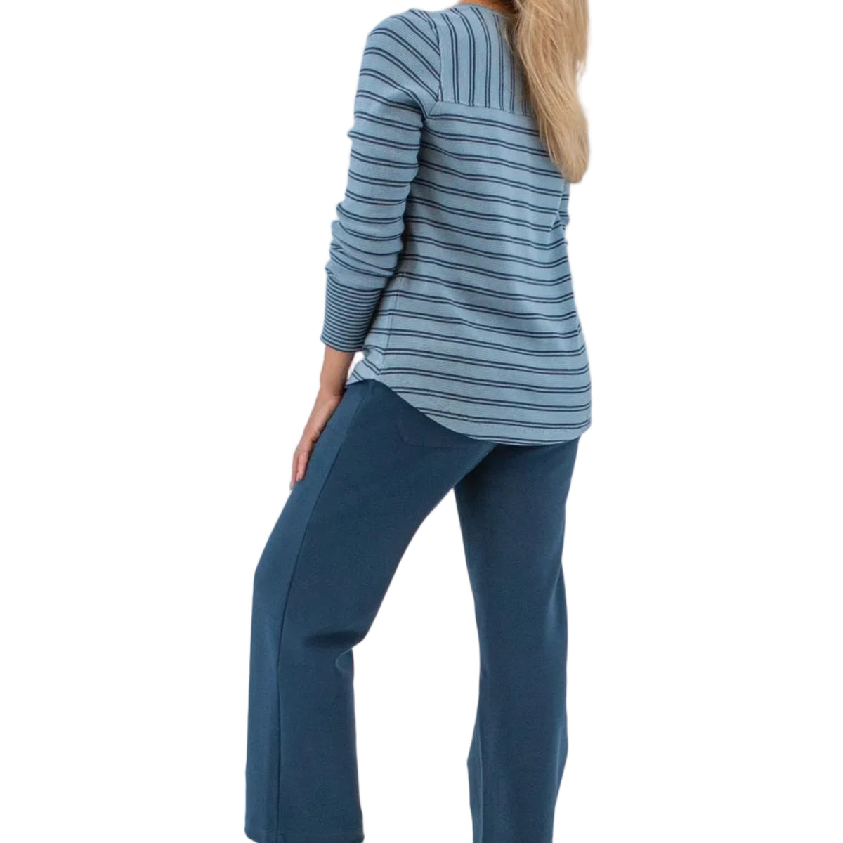 Women's Nichole Thermal Striped Henley Shirt