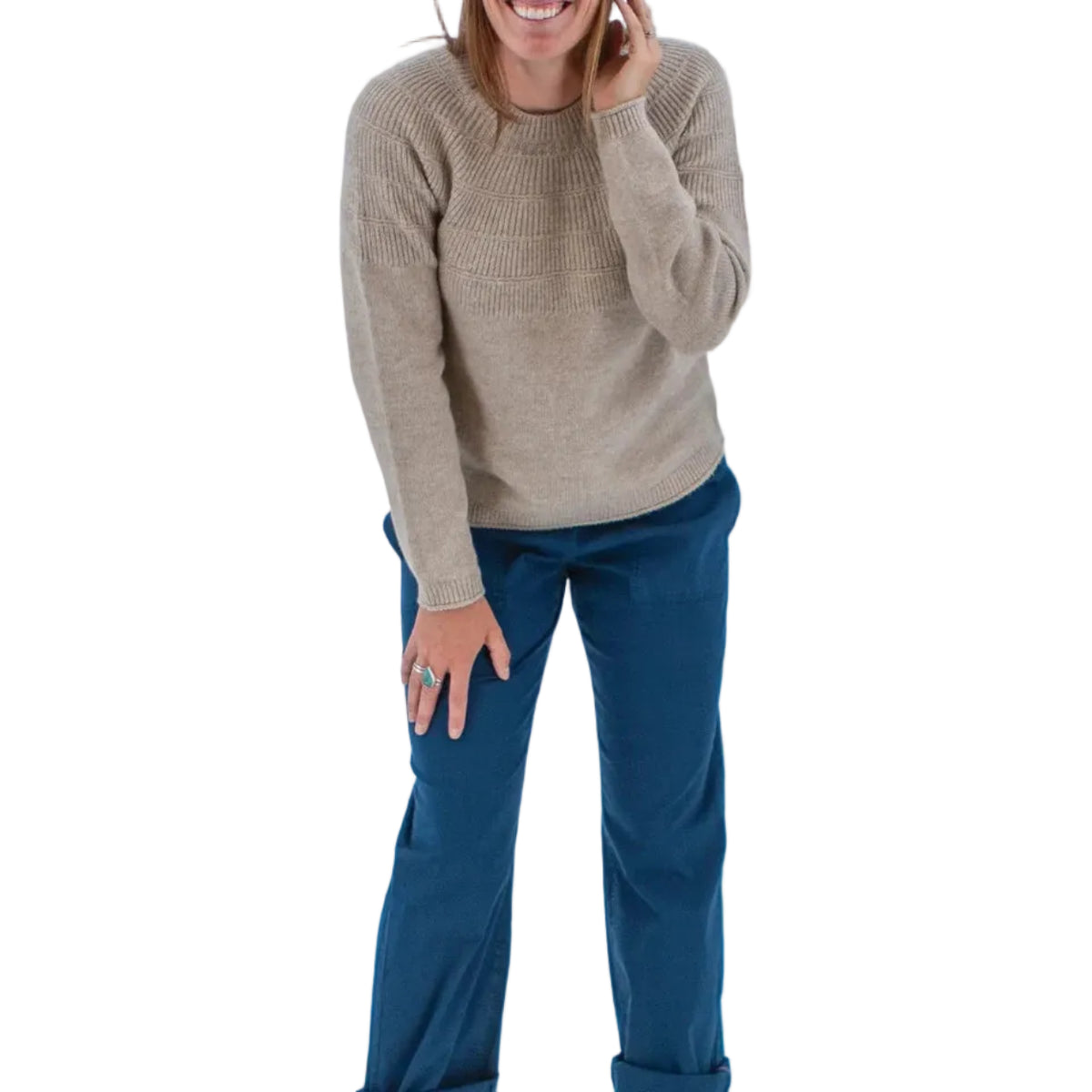 Women's Mabel Textured Fairisle Crew Neck Sweater
