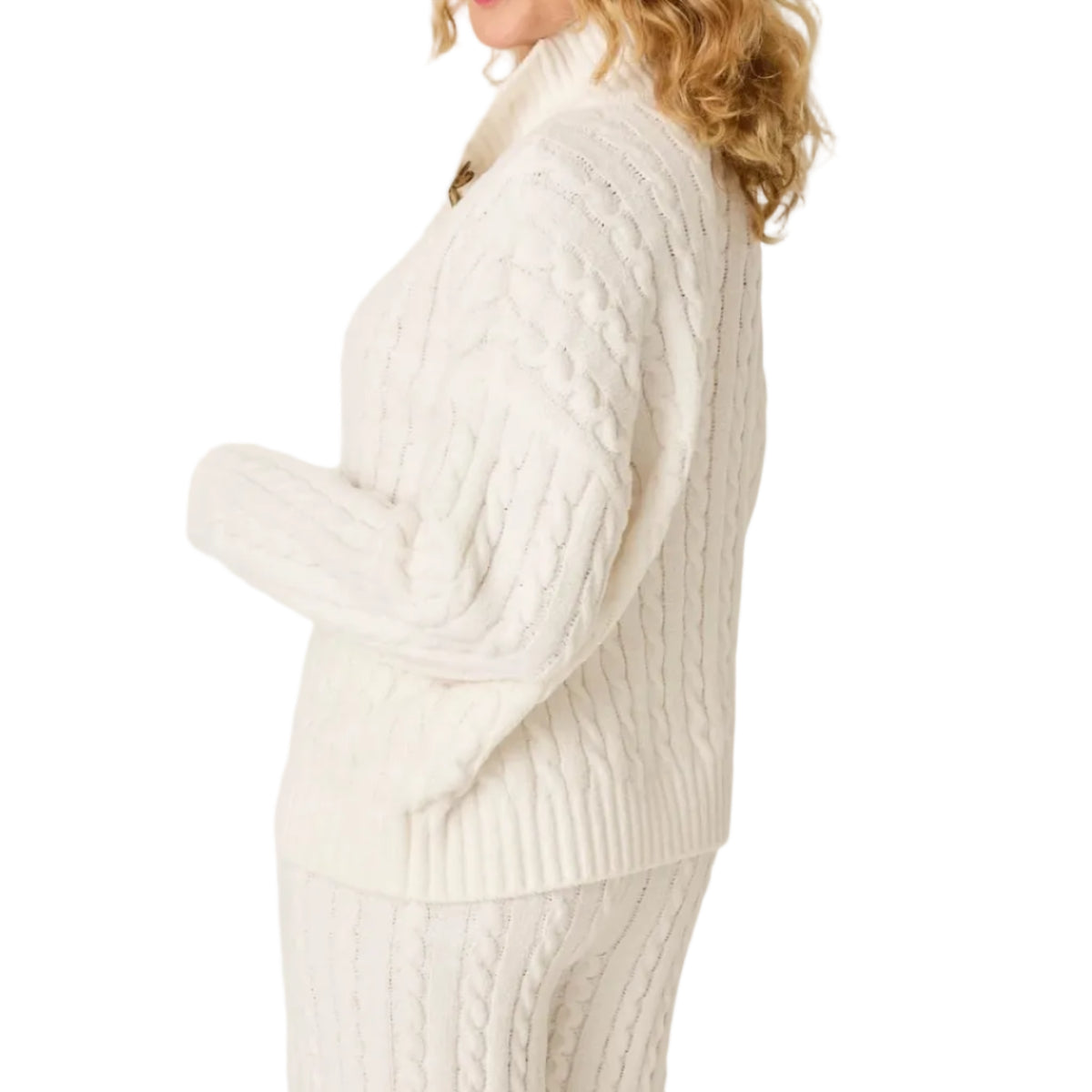 Women's Cozy Chenille Cable Knit Ivory Pullover Sweater