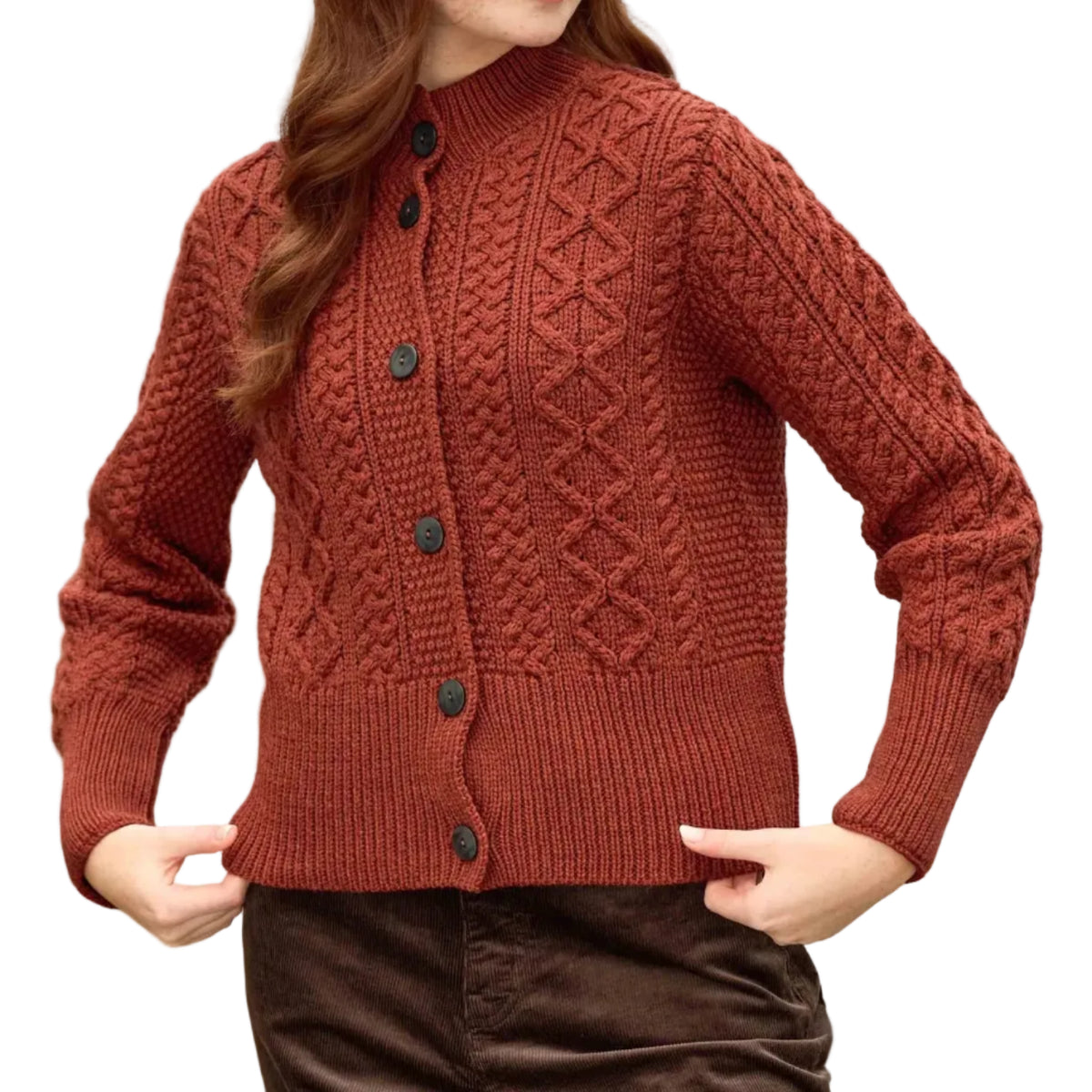 Women's Irish Button Merino Wool Cardigan Sweater