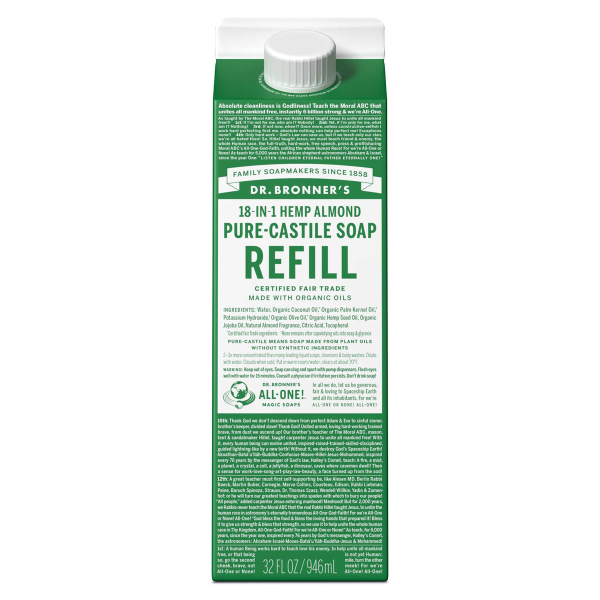 Dr. Bronners Refill Carton--32oz