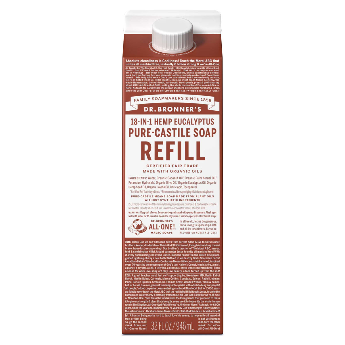 Dr. Bronners Refill Carton--32oz