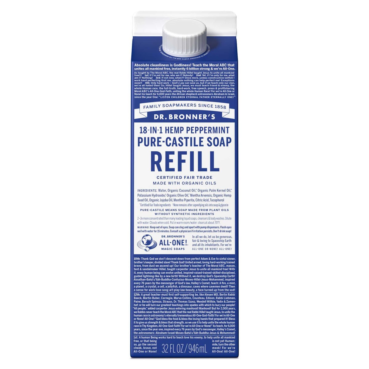 Dr. Bronners Refill Carton--32oz
