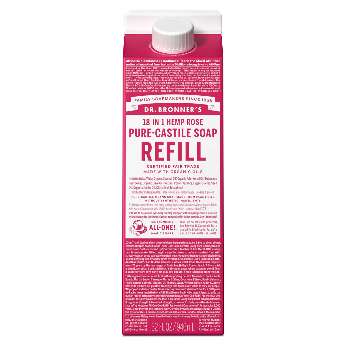 Dr. Bronners Refill Carton--32oz