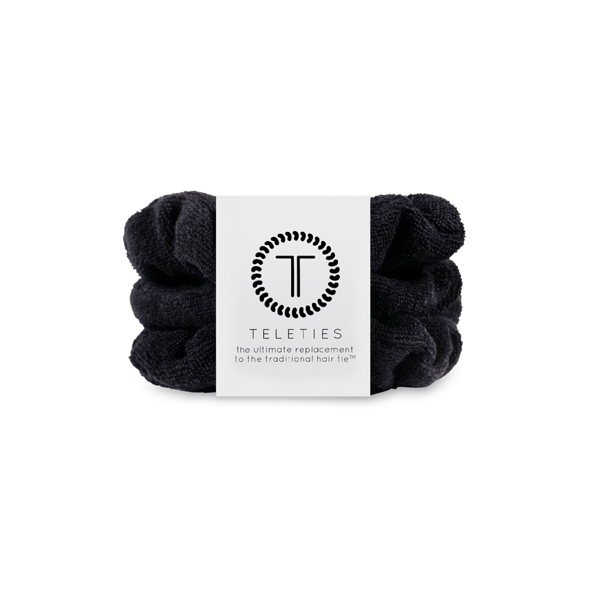 Jet Black Terry Cloth Scrunchie Small