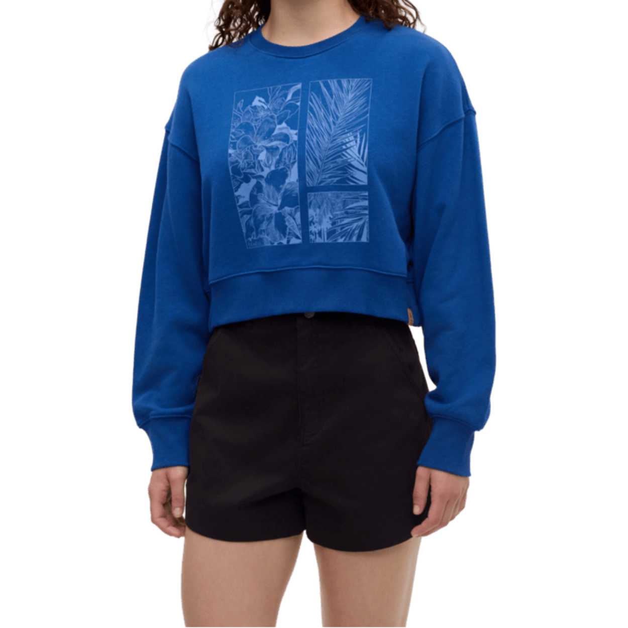 Women's Framed Haitian Blooms Oversized Crop Crew Sweatshirt