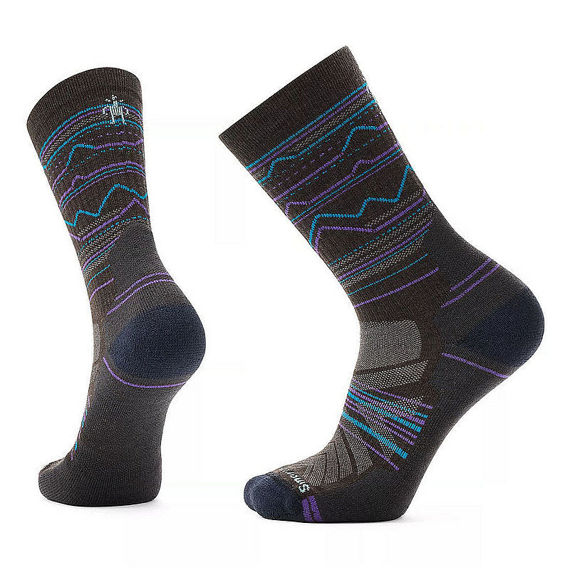 Men's Hike Light Cushion Mountain Range Pattern Crew Socks