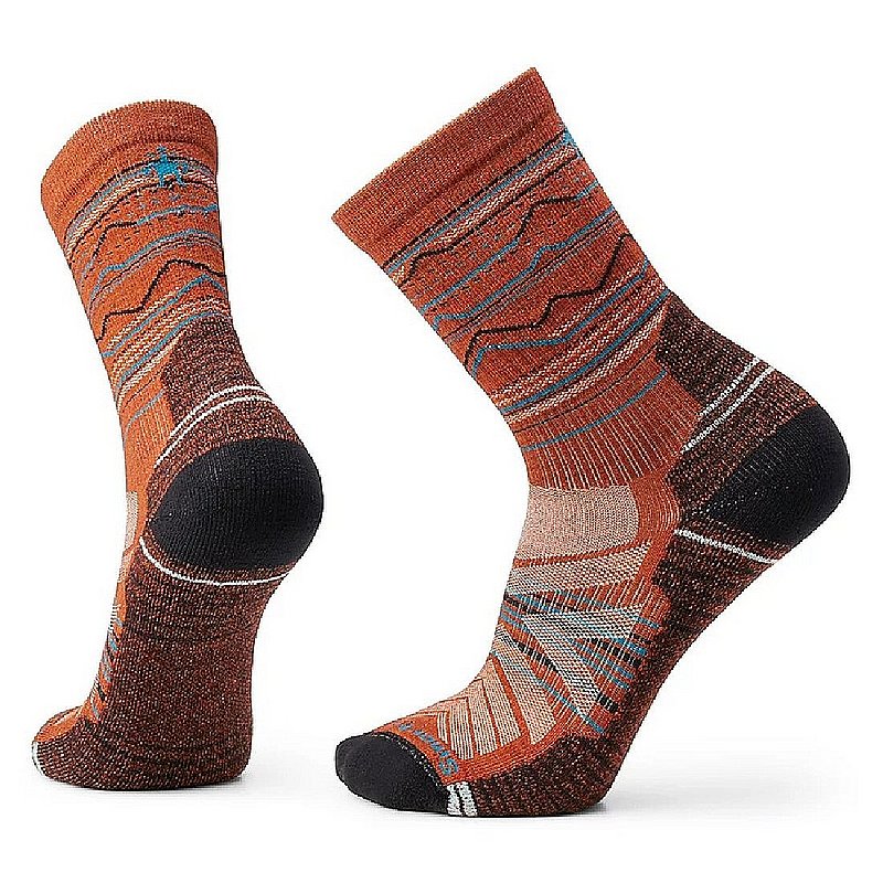 Men's Hike Light Cushion Mountain Range Pattern Crew Socks