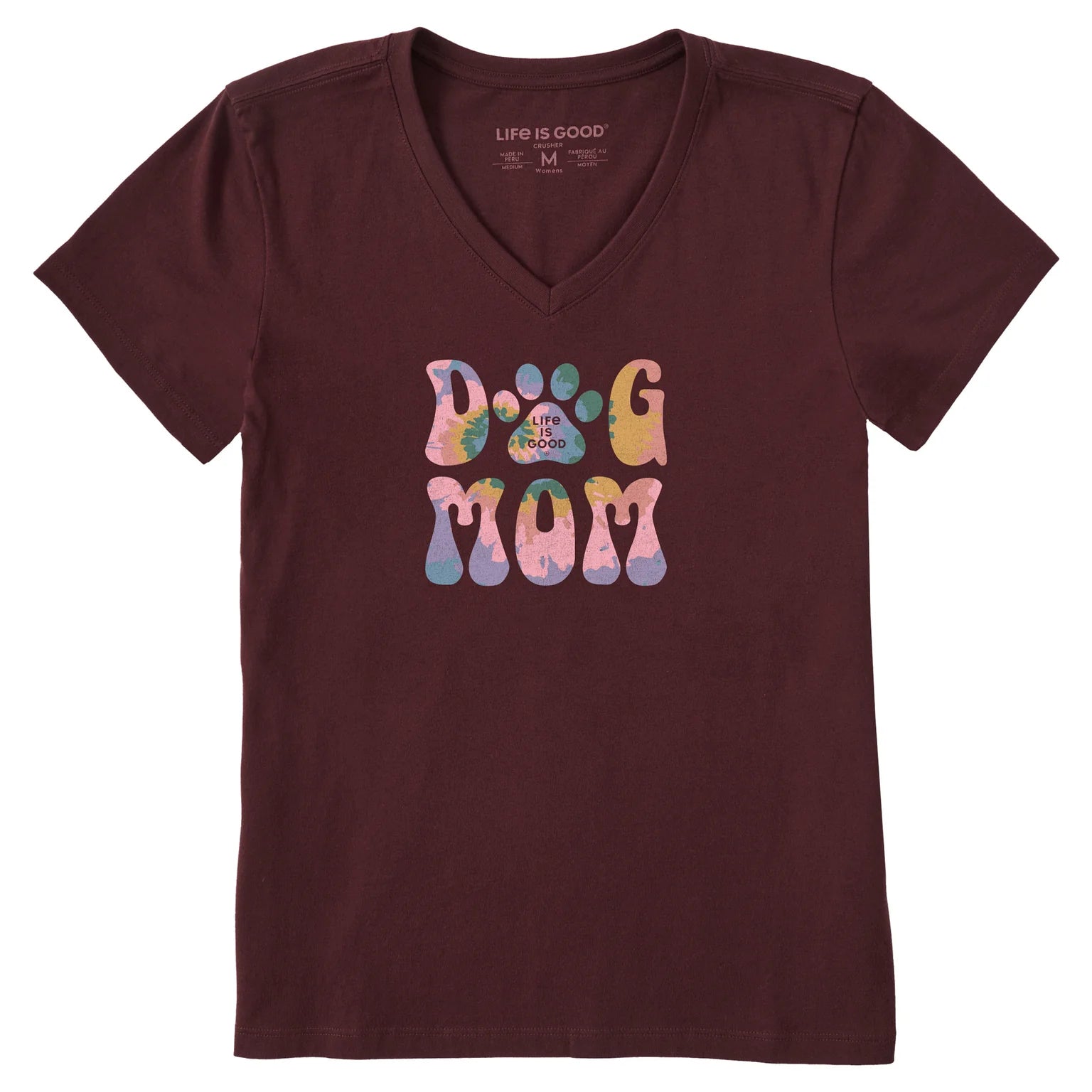 Women's Tie Dye Dog Mom Short Sleeve Crusher Vee
