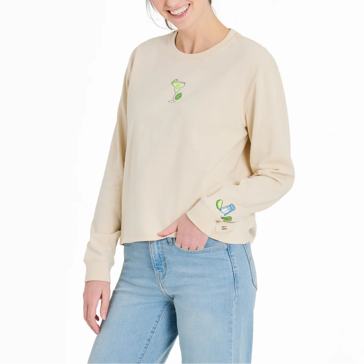 Women's Mini Margarita Long Sleeve Crusher Boxy Tee Shirt