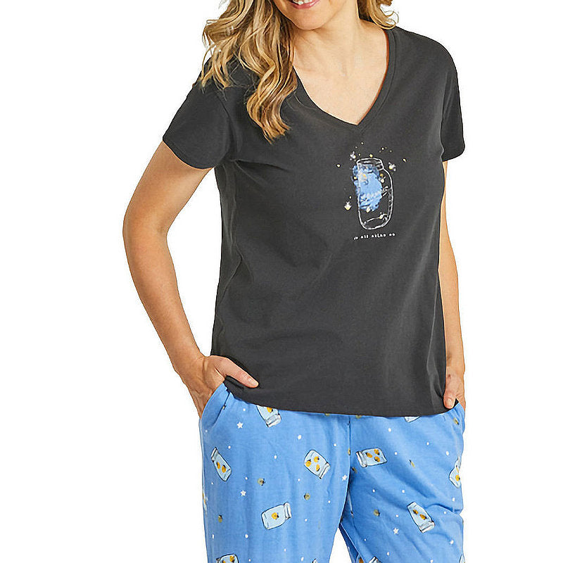 Women's Fireflies Shine On Snuggle Up Relaxed Sleep Vee Shirt