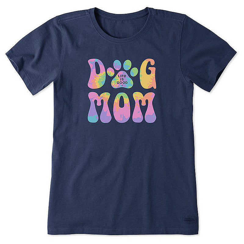 Women's Groovy Tie Dye Dog Mom Crusher Tee Shirt