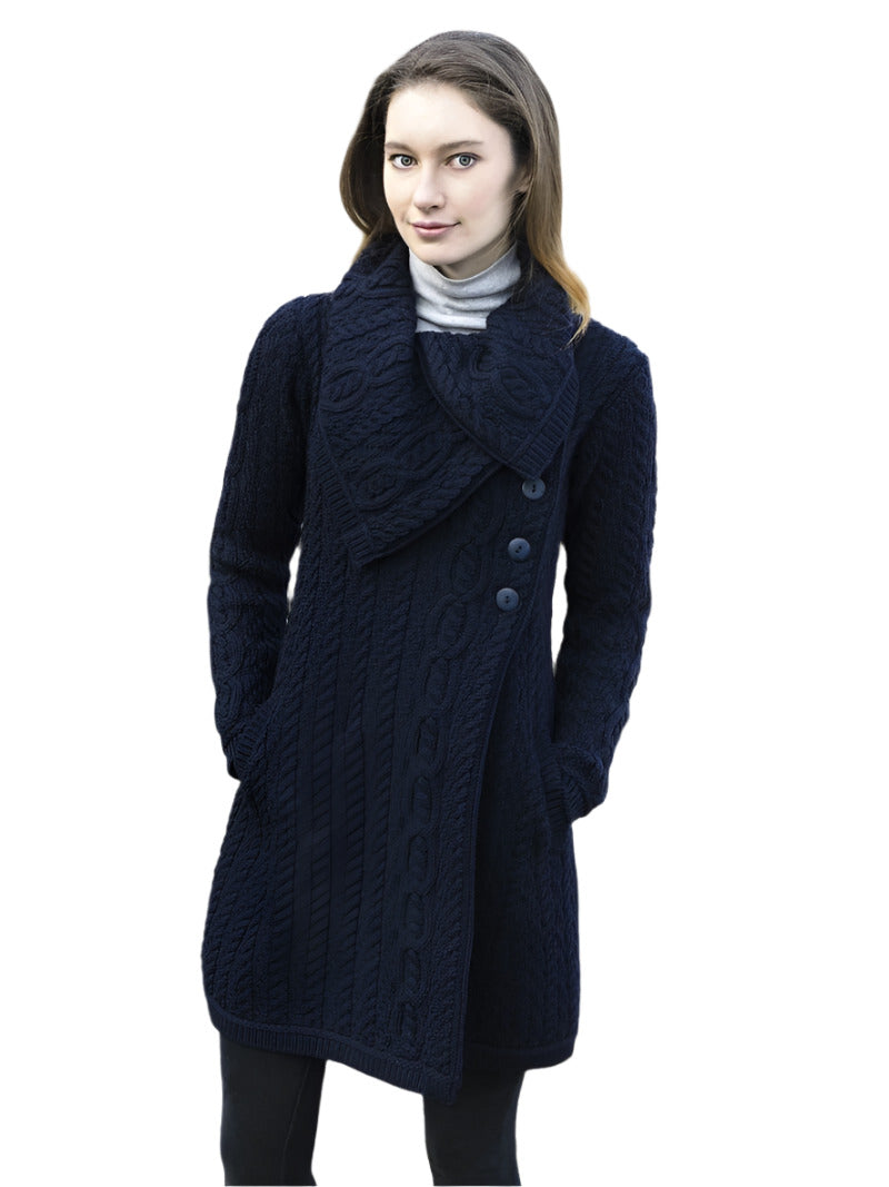 Women's Burren Large Collar Button Coat