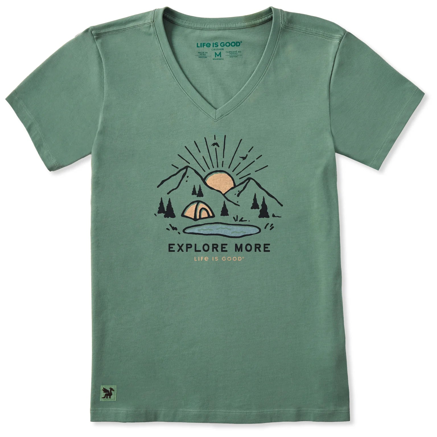 Women's Explore More Vista Short Sleeve Crusher Cotton Vee Neck Shirt