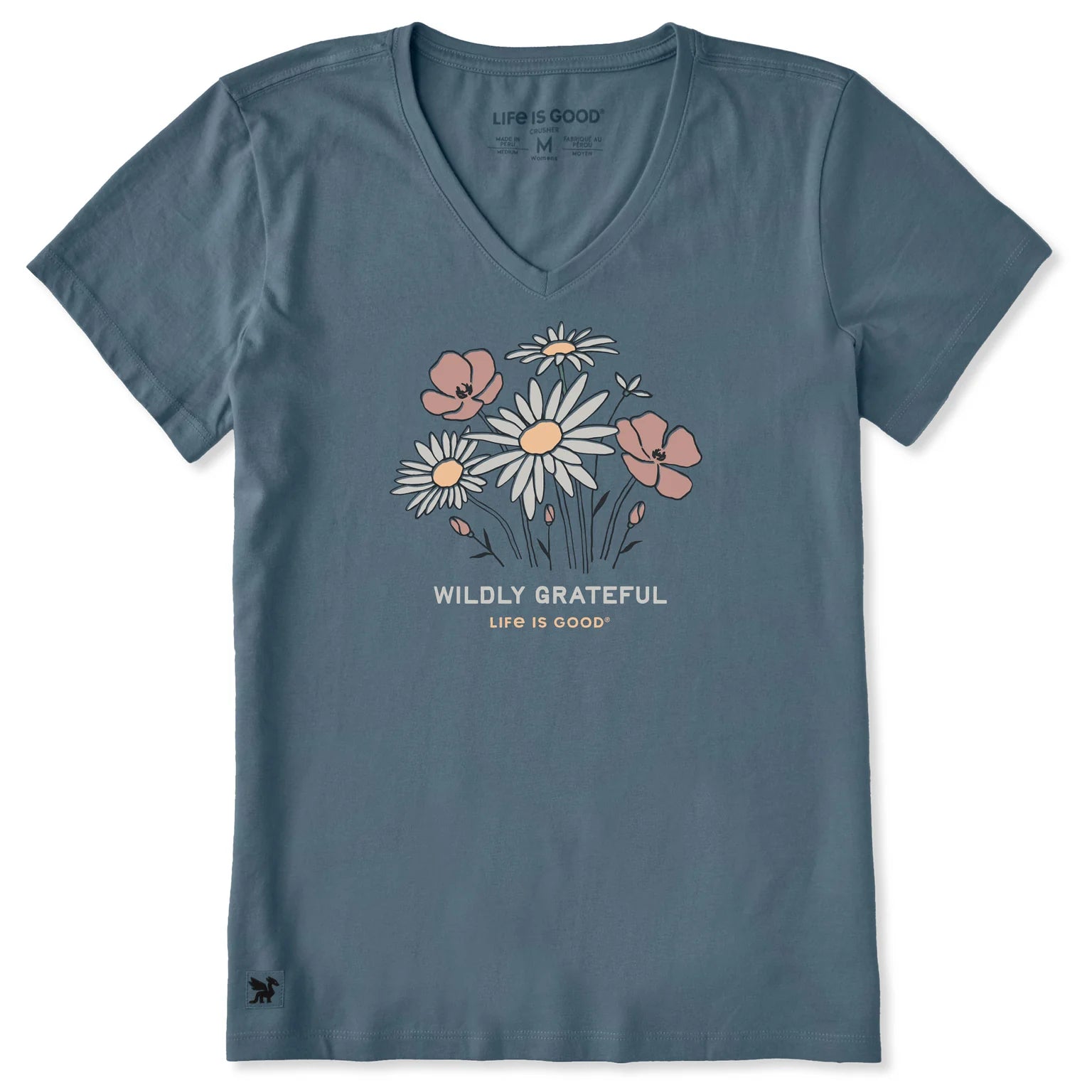 Women's Wildly Grateful Bouquet Short Sleeve Crusher Vee Shirt