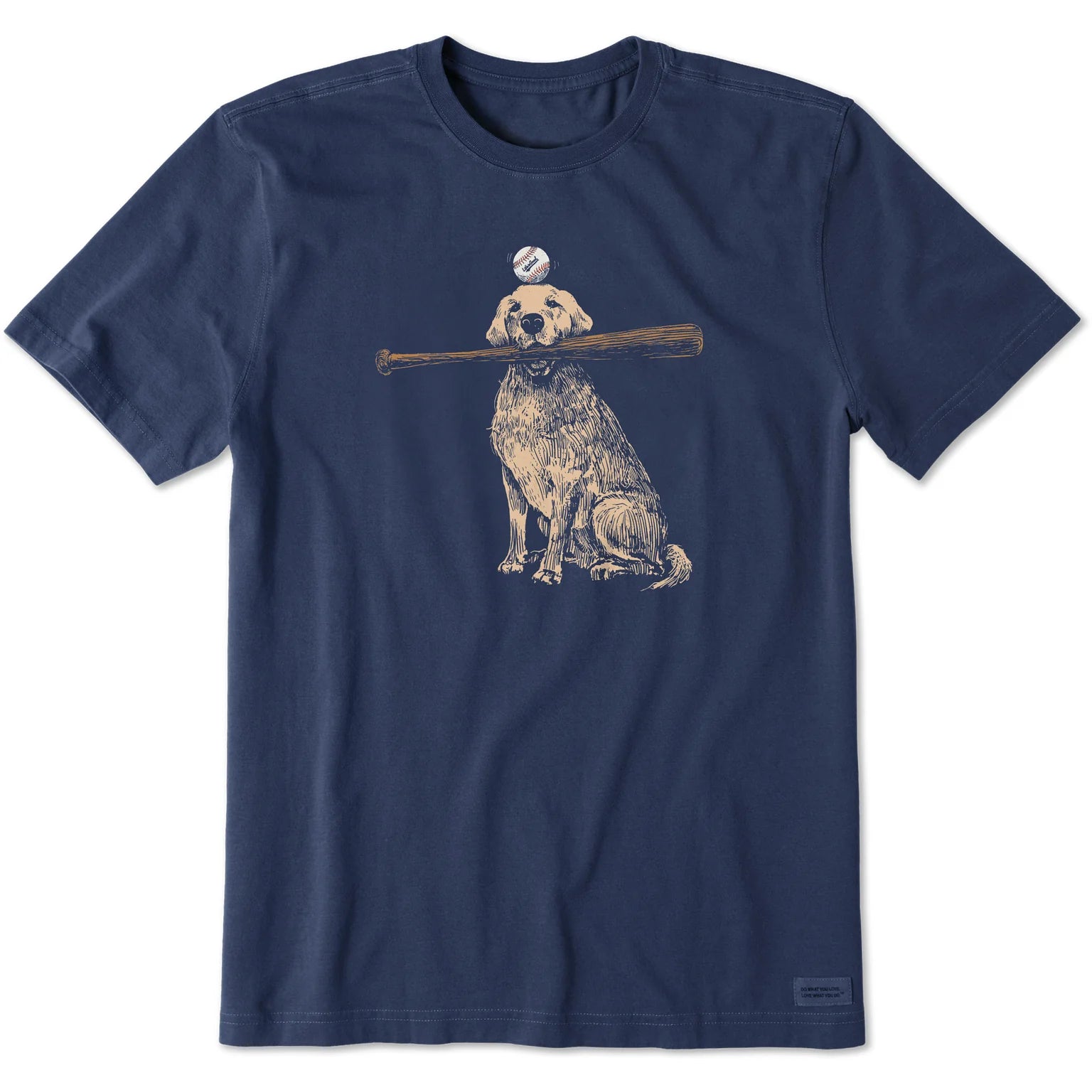 Men's Dog with Bat and Ball Short Sleeve Tee Shirt