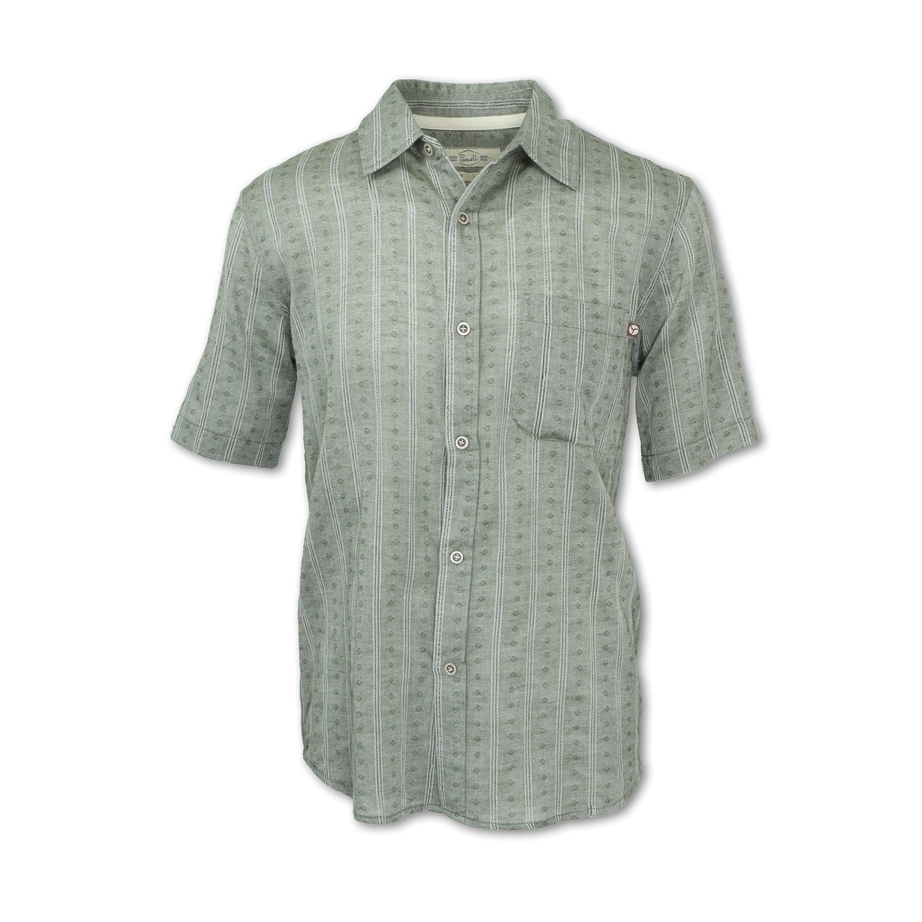 Men's Short Sleeved Jacquard Stripe Shirt