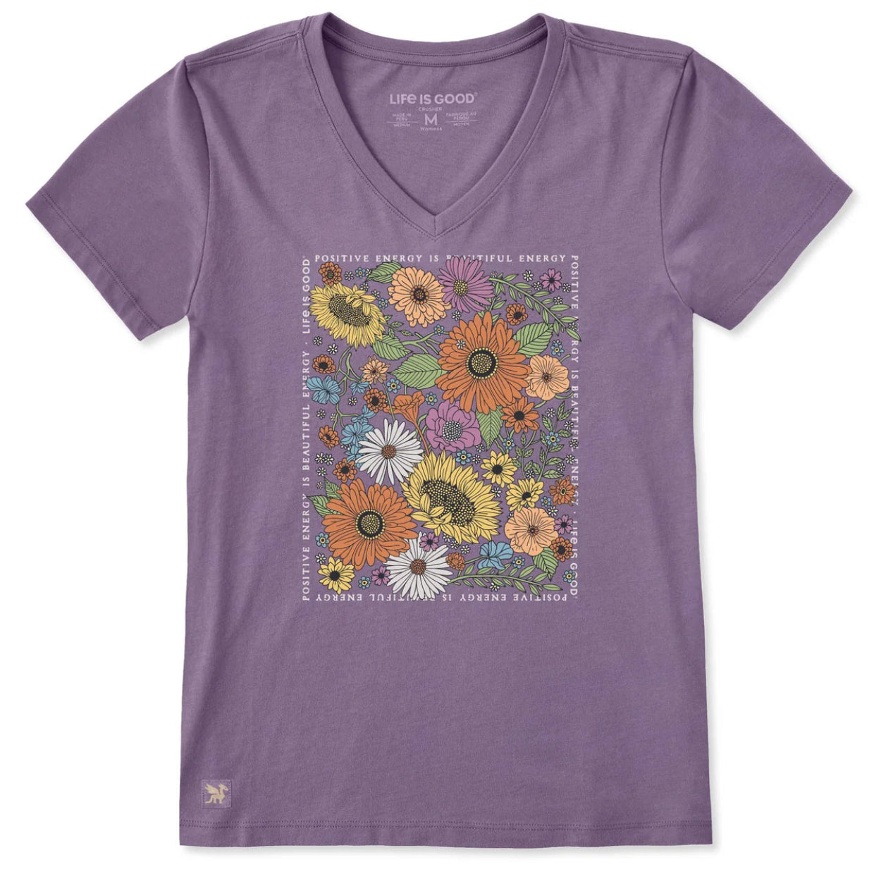 Women's Wildflowers Beautiful Energy Short Sleeve Crusher Vee Shirt