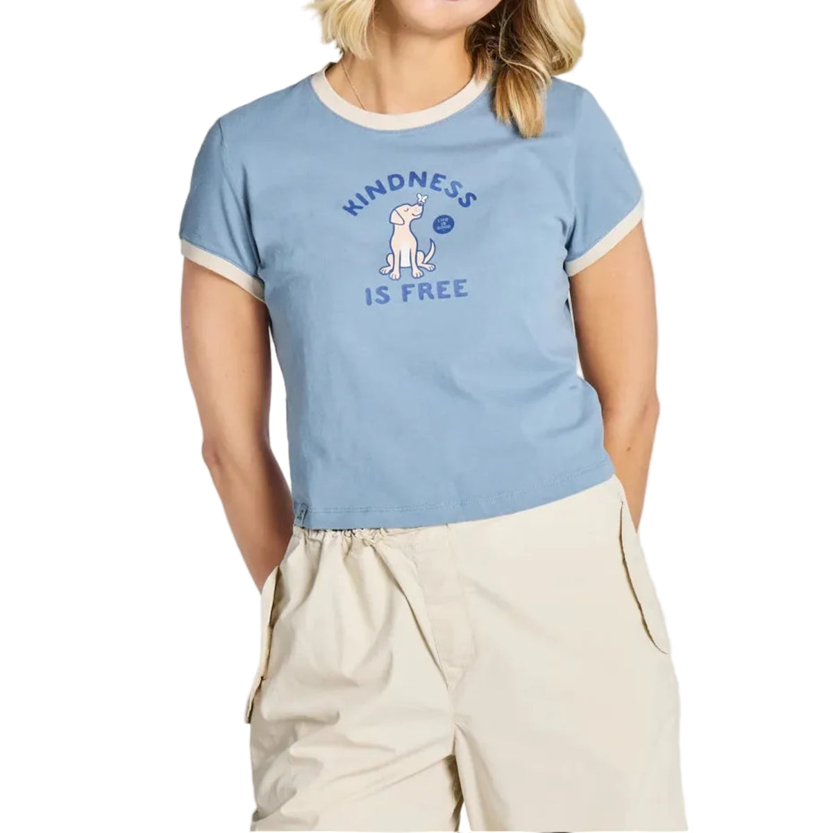 Women's Kindness Pup Crusher-LITE Shrunken Ringer Tee Shirt