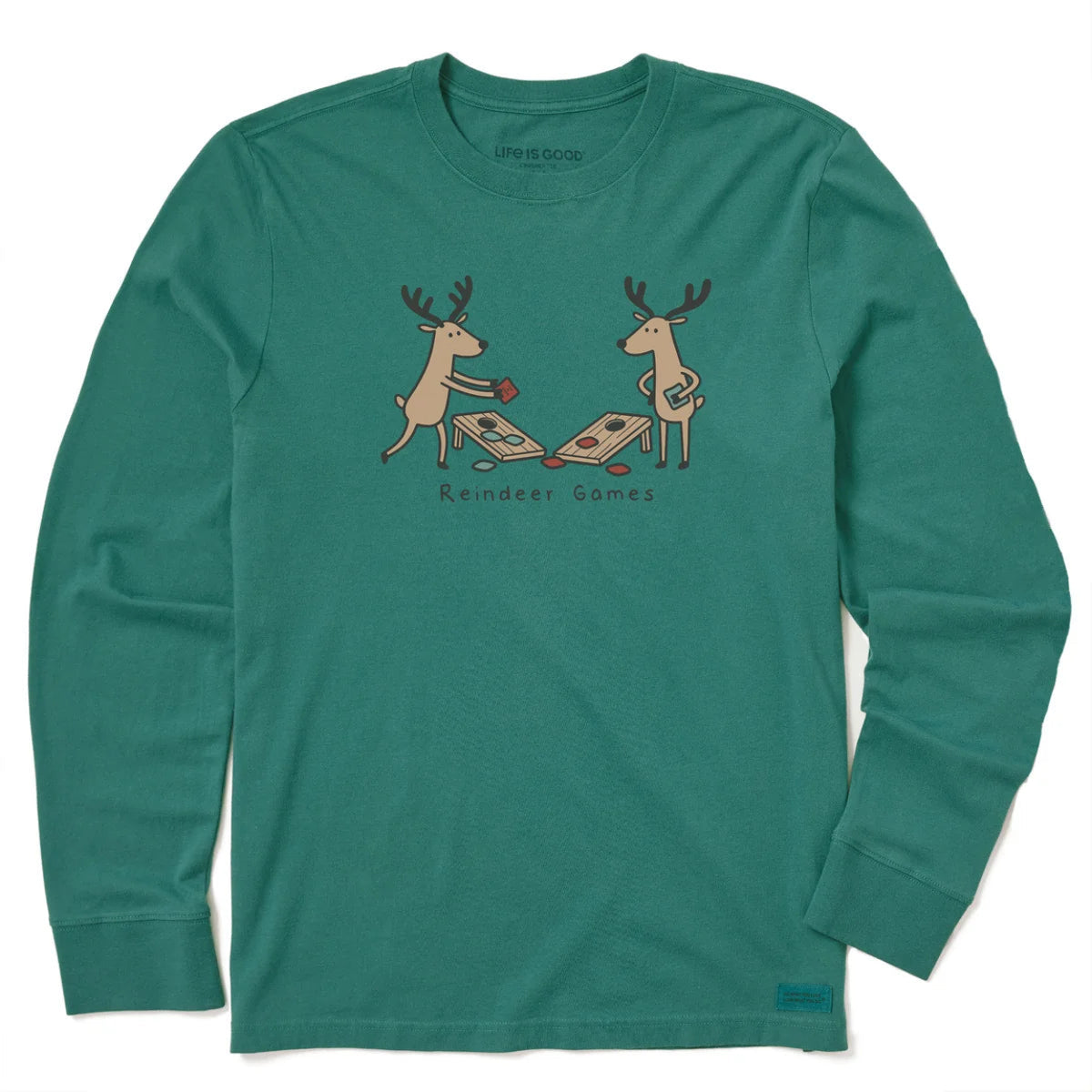Men's Reindeer Games Cornhole Long Sleeve Crusher Tee Shirt