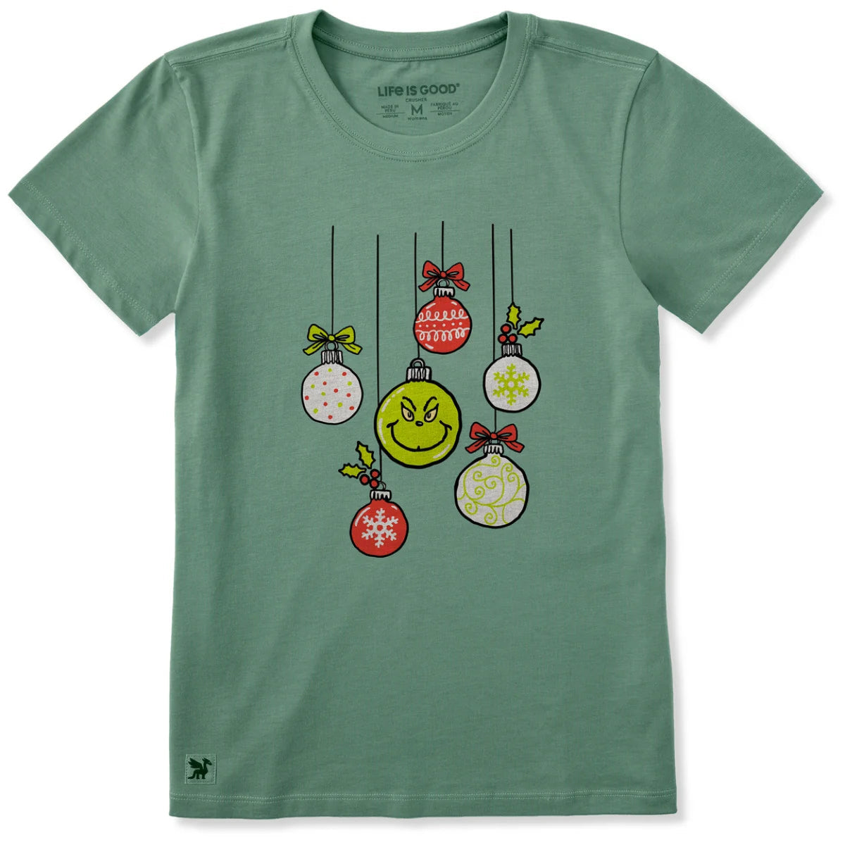 Women's Grinch Ornaments Short Sleeve Crusher Tee Shirt