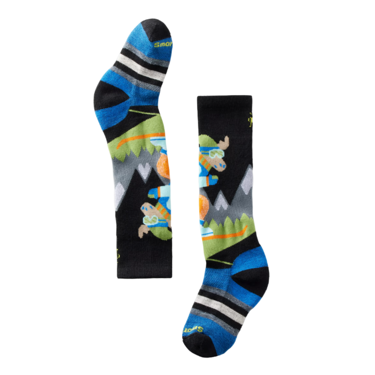 Kids' Wintersport Full Cushion Mountain Moose Pattern Over The Calf Socks