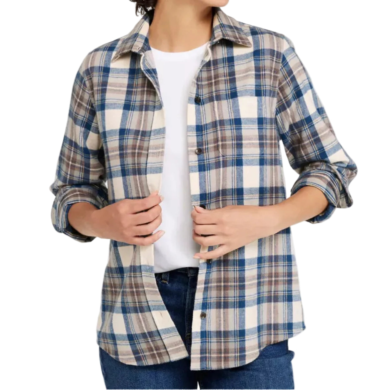 Women's Scotch Plaid Flannel Buttondown Shirt