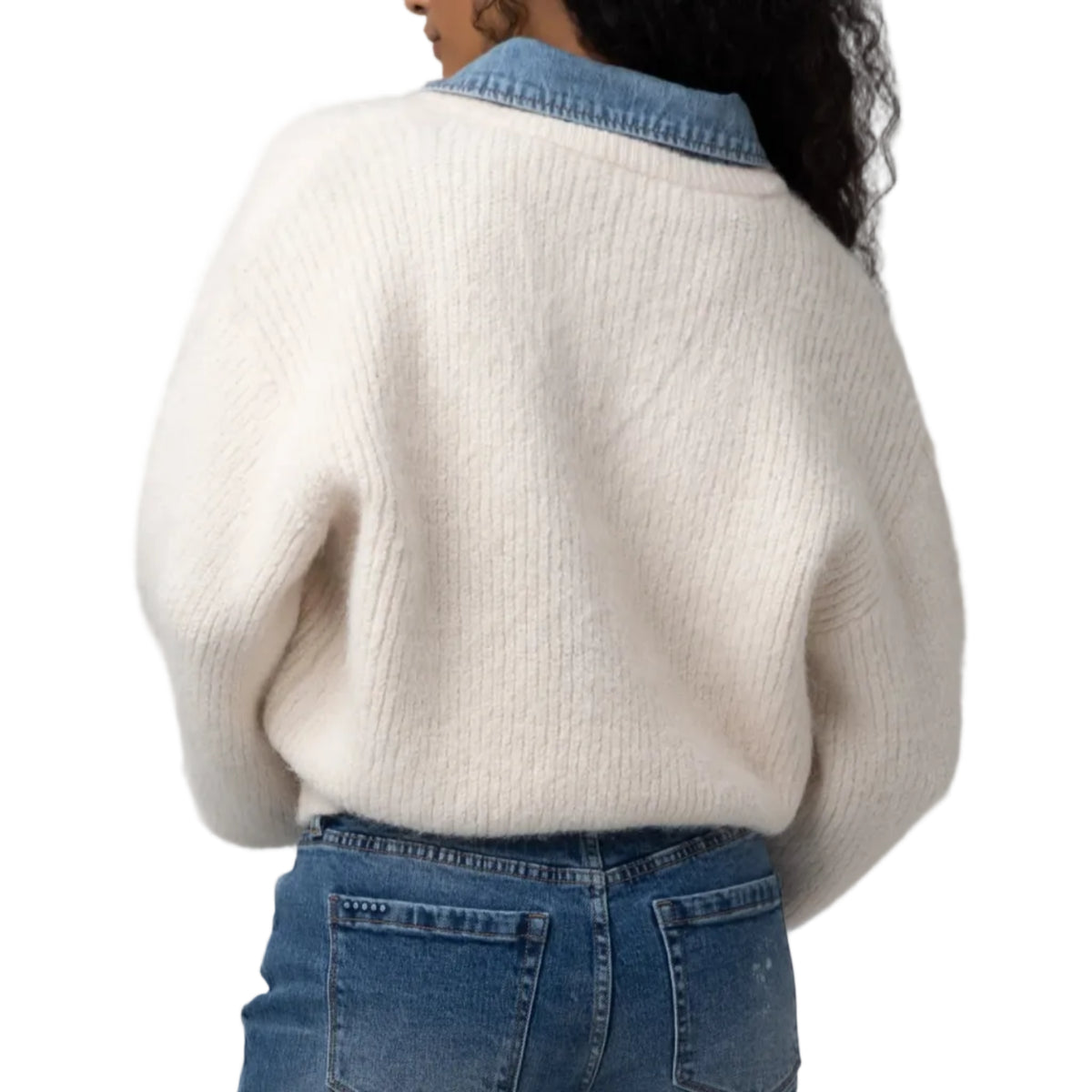Women's Open Field Sweater w/ Denim Collar