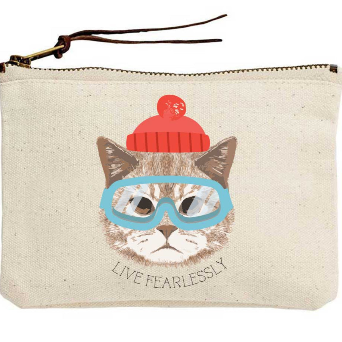 Live Fearlessly Cat Canvas Pouch