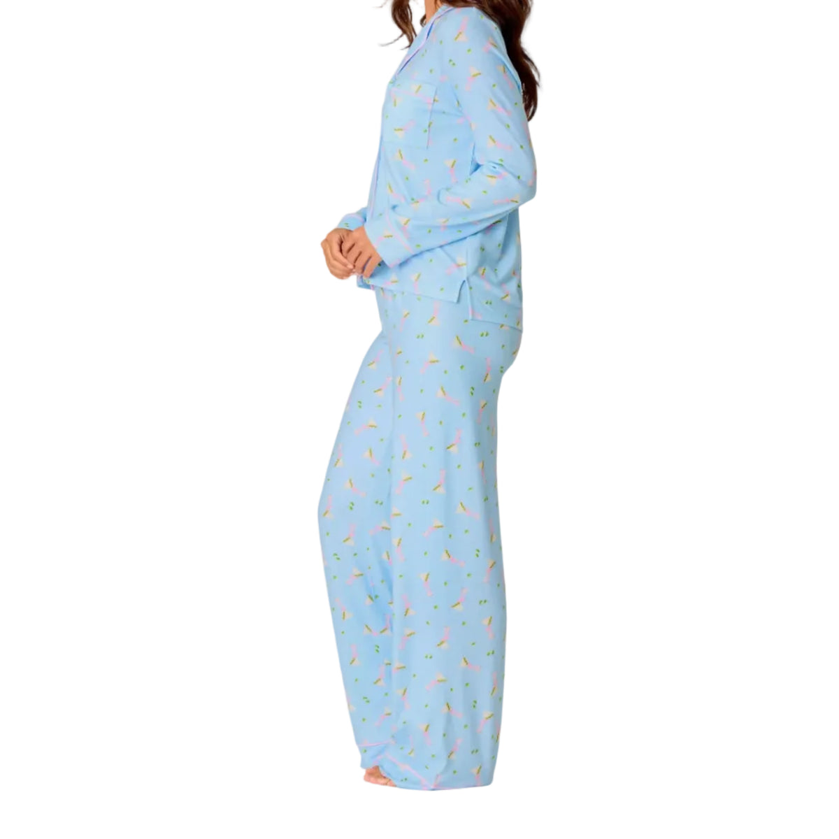 Women's Olive You Martini Print Long Sleeve PJ Pajamas Set