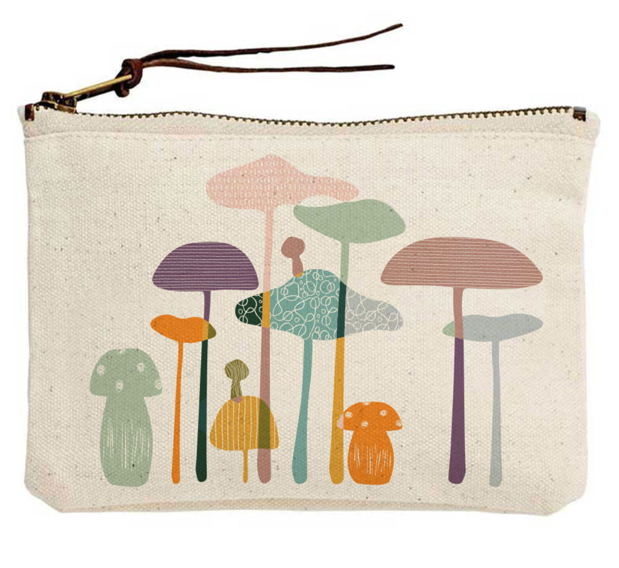 Tall & Colorful Mushrooms Canvas Pouch