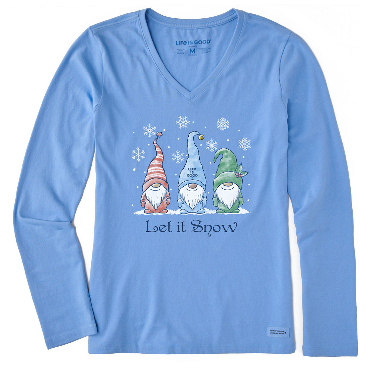 Women's Let it Snow Gnomes Long Sleeve Crusher Vee Shirt