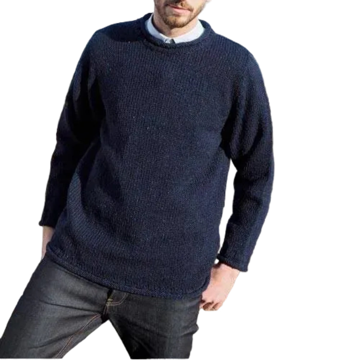 Men's Donegal Curl Neck Wool Sweater