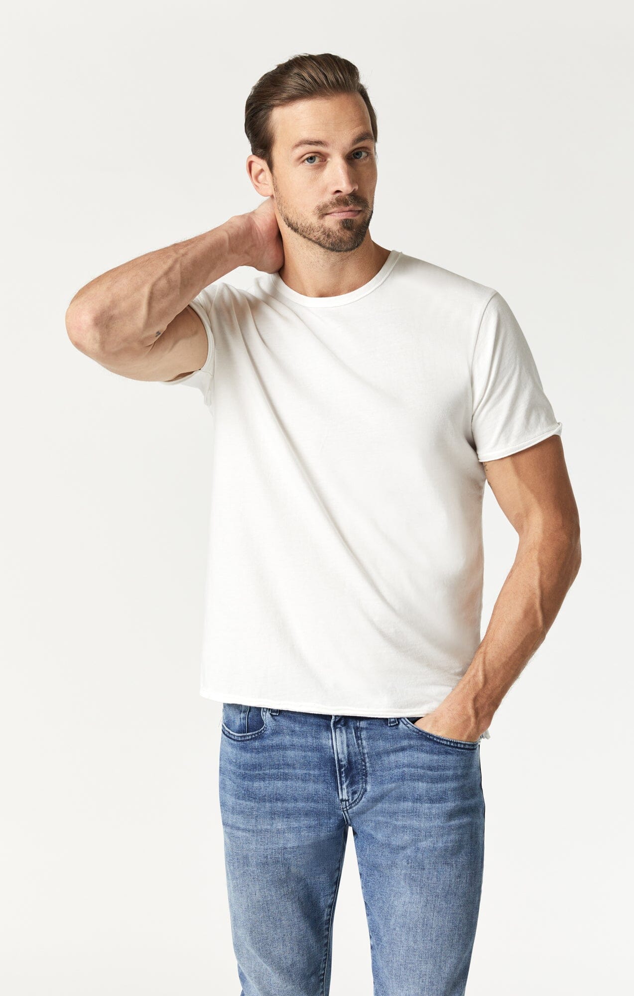 Men's Raw Edge Crew Neck T-Shirt