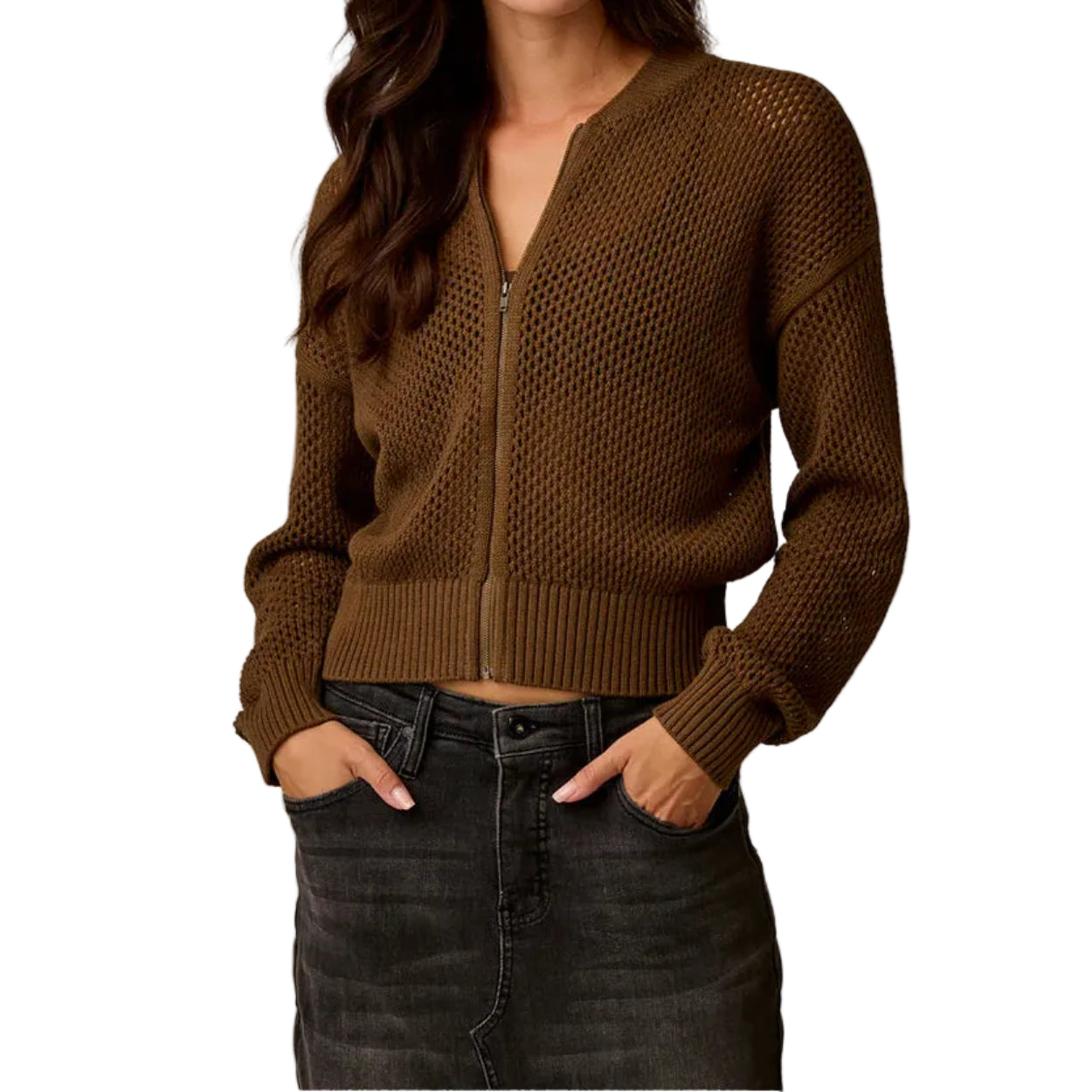 Women's Presley Mesh Bomber Sweater