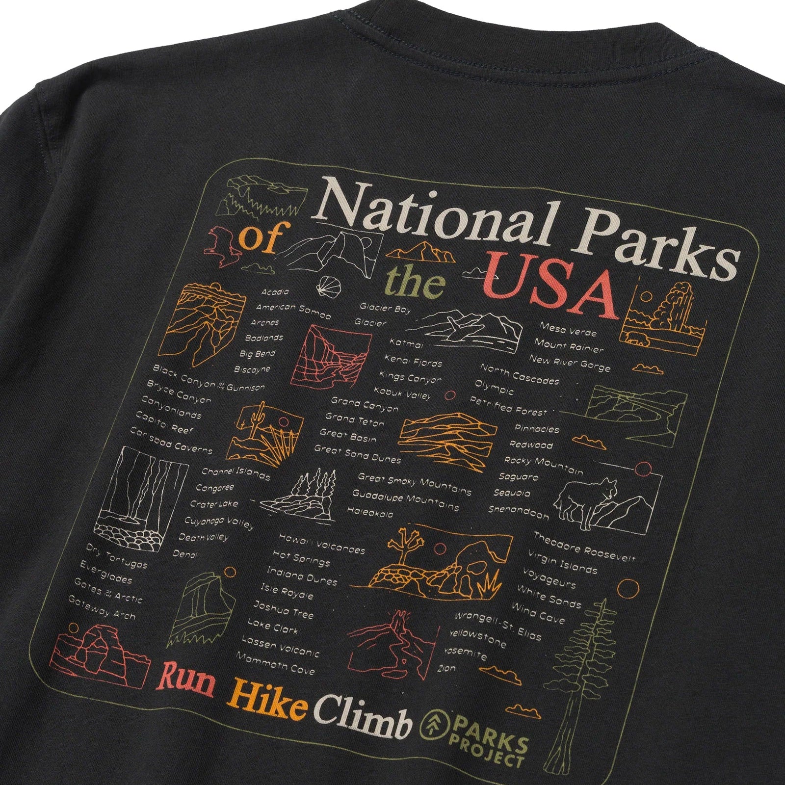 National Parks Outline Checklist Cotton Tee Shirt